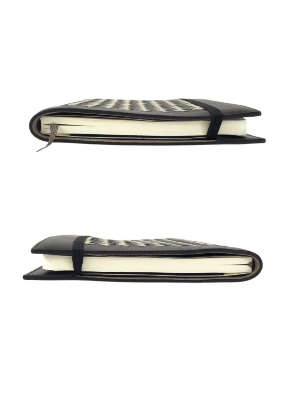 Bottega Veneta Intrecha Top Black White Leather No Top Book Cover Notebook
